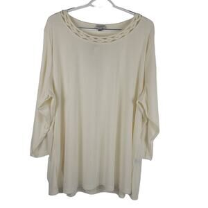 Avenue NWT White Braded Color Winter Lightweight Long Sleeve Women's Top 22/24